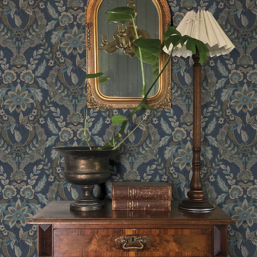 Purchase 4173-27653 A-Street Wallpaper, Collins Teal Damask - Chris Loves Julia12