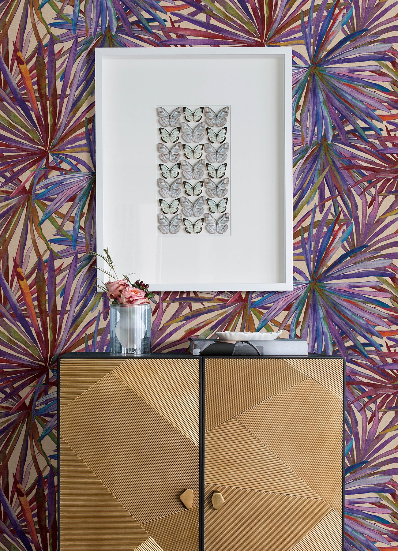 Purchase 4193-7452 A-Street Wallpaper, Corifa Purple Palm Leaf - Portofino12