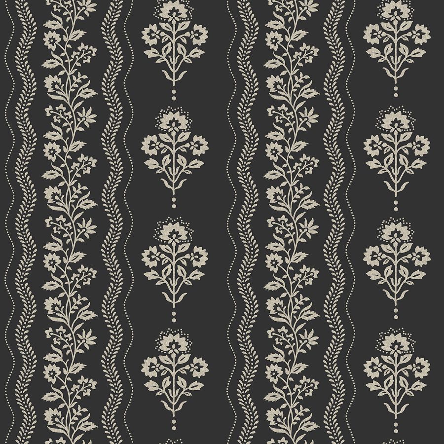 Purchase 4199-83724 Chesapeake Wallpaper, Lenea Black Floral Stripe - Modern Farmhouse