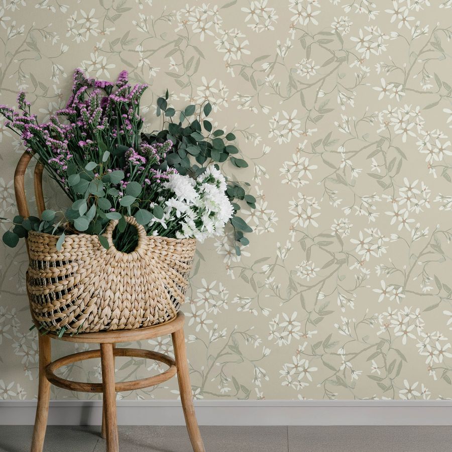 Purchase 4201-20112 A-Street Wallpaper, Paradis Beige Bouquet Toss - Savanna12