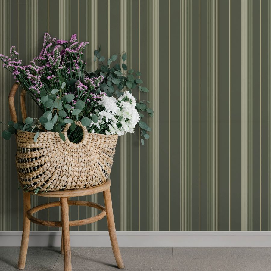 Purchase 4201-20121 A-Street Wallpaper, Herrgård Evergreen Stripe - Savanna12