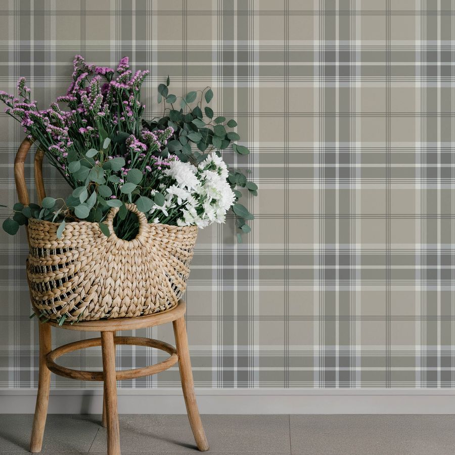 Purchase 4201-20130 A-Street Wallpaper, Emma Grey Plaid - Savanna12