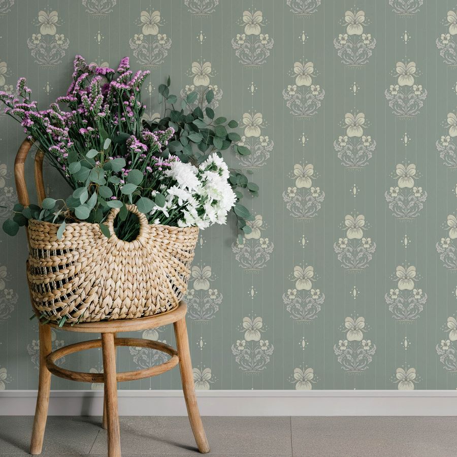 Purchase 4201-48007 A-Street Wallpaper, Gullvie Seafoam Pansies - Savanna12