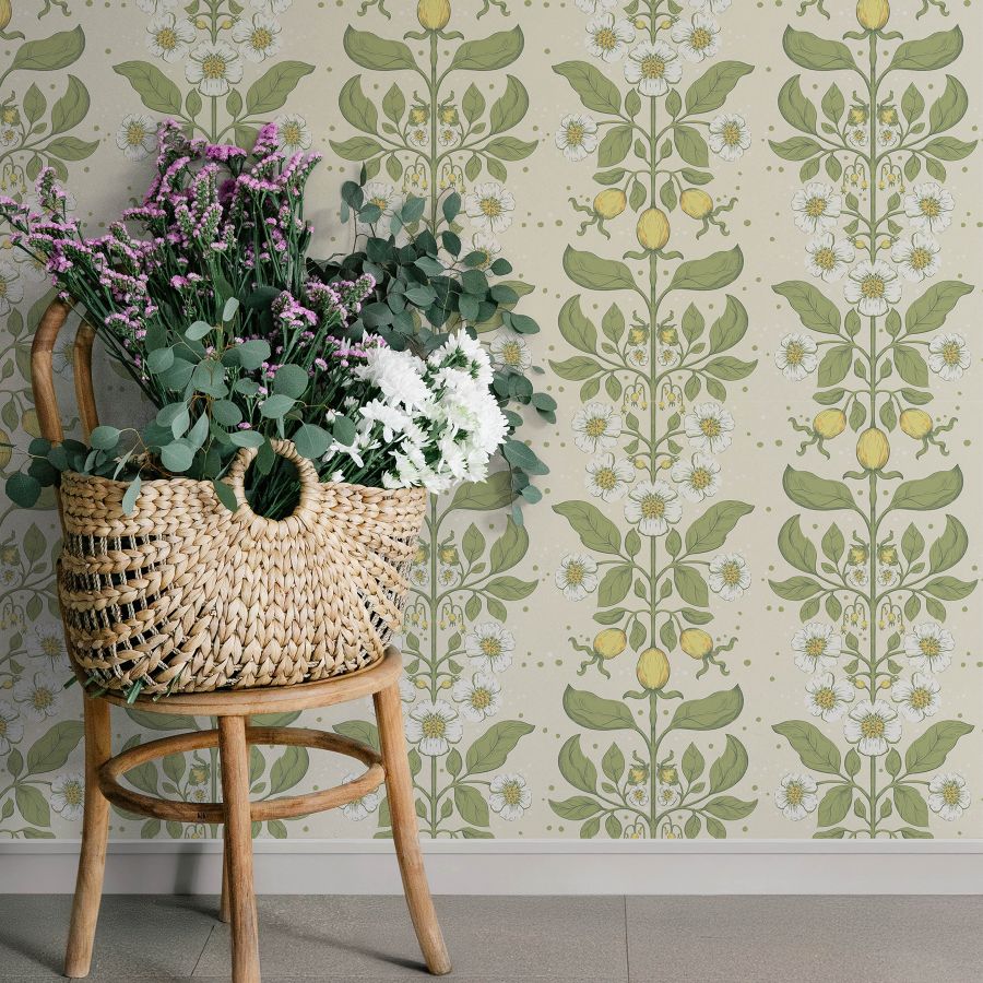Purchase 4201-48010 A-Street Wallpaper, Rosa Green Floral Columns - Savanna12