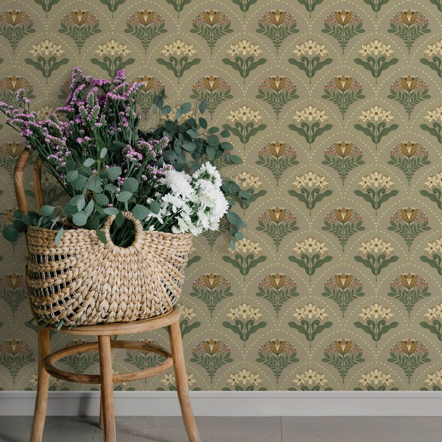Purchase 4201-48017 A-Street Wallpaper, Maj Taupe Floral Damask - Savanna12