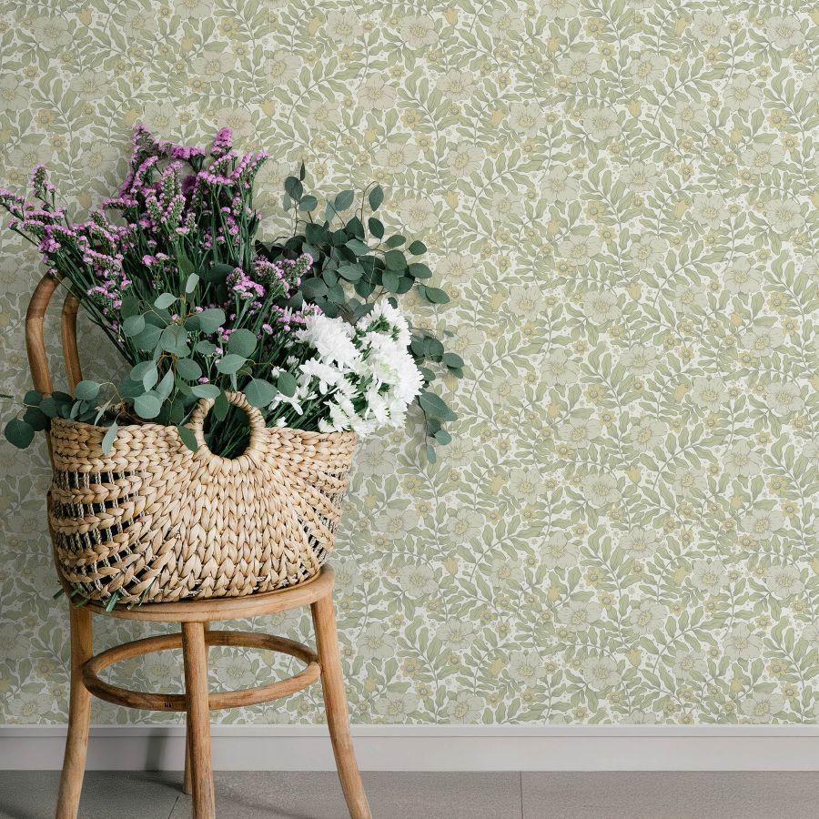 Purchase 4201-48019 A-Street Wallpaper, Maggan Sage Floral Trail - Savanna12