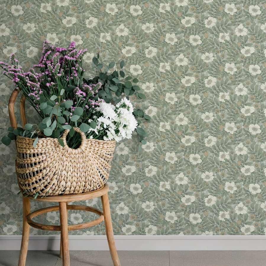 Purchase 4201-48020 A-Street Wallpaper, Maggan Sea Green Floral Trail - Savanna12