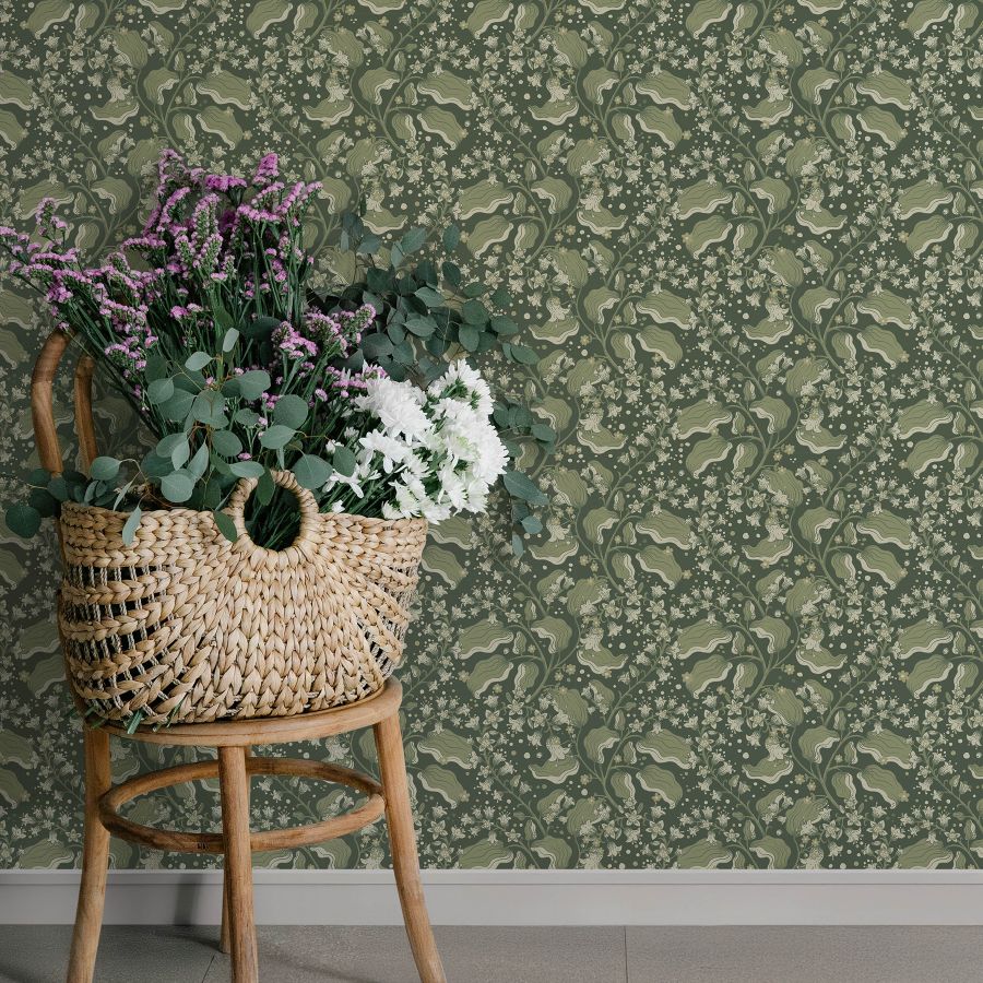 Purchase 4201-48026 A-Street Wallpaper, Syren Evergreen Dainty Floral - Savanna12