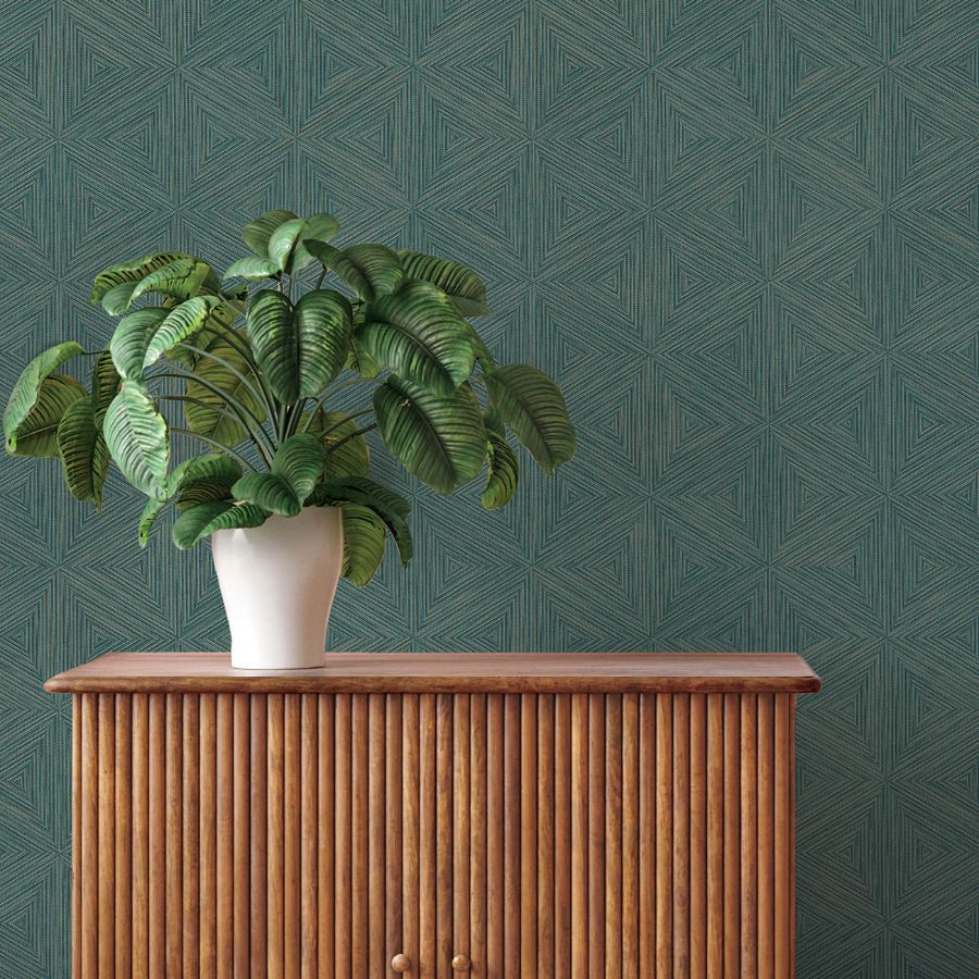 Purchase 4202-571271 A-Street Wallpaper, Anara Teal Geo Faux Grasscloth - Springhill12