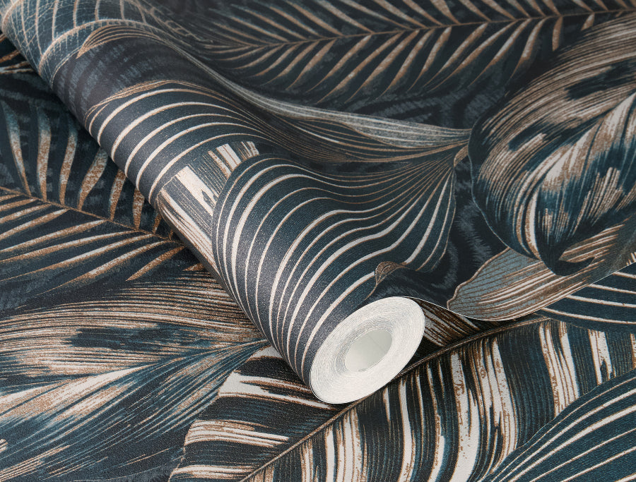 4202-751840 | Springhill, Acacius Dark Blue Tropical Foliage - A-Street Wallpaper