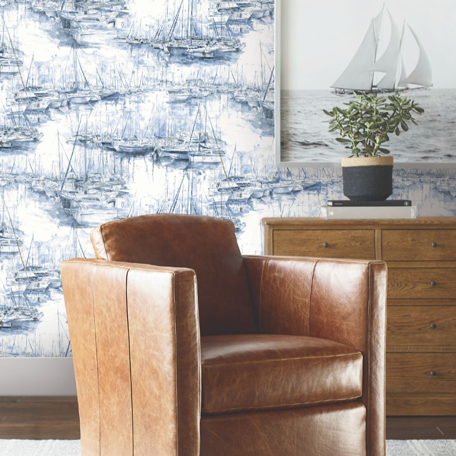 Purchase 4211-83511 | Private Reserve, Yacht Club Blue Scenic - Ronald Redding Wallpaper
