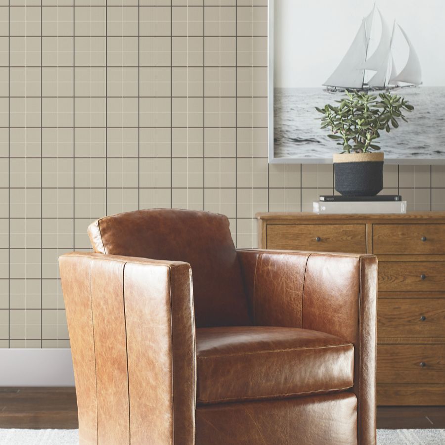 Purchase 4211-83514 | Private Reserve, Tattersall Brown Plaid - Ronald Redding Wallpaper