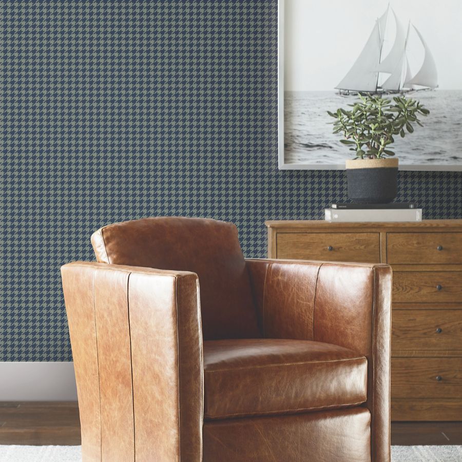 Purchase 4211-83559 | Private Reserve, Watson Sea Green Houndstooth - Ronald Redding Wallpaper