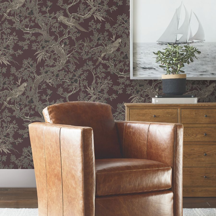 Purchase 4211-83571 | Private Reserve, Regal Ridge Plum Trailing Tree - Ronald Redding Wallpaper