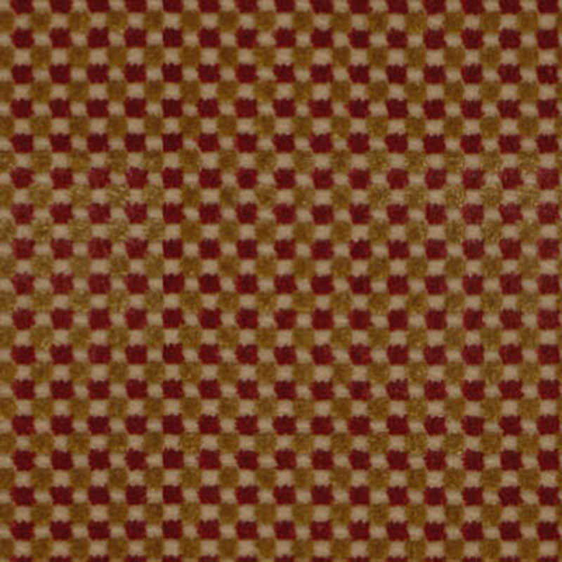 Find 43551 Fenwick Check Velvet Red/Gold by Schumacher Fabric