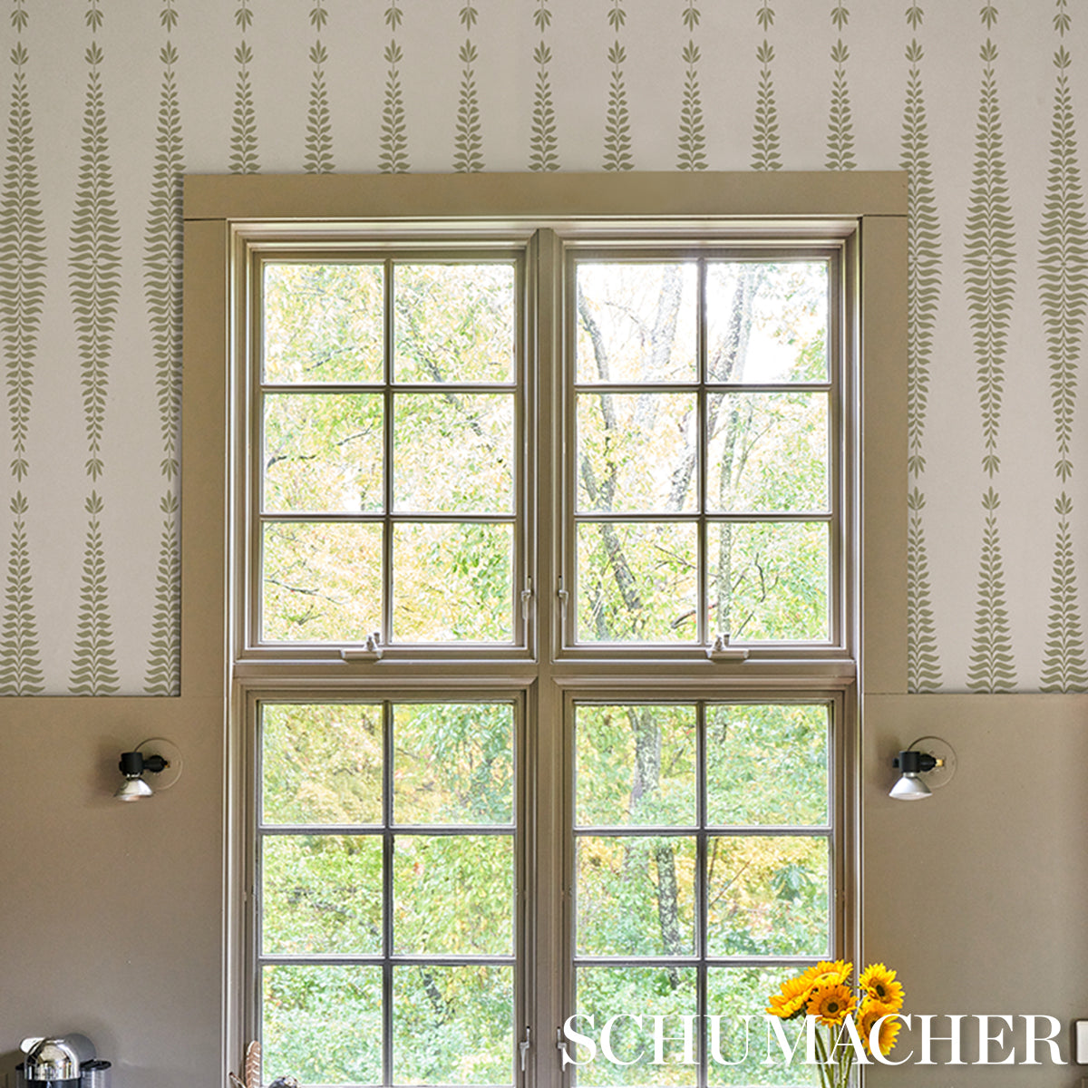 Purchase 5005076 | Fern Tree, Sage - Schumacher Wallpaper