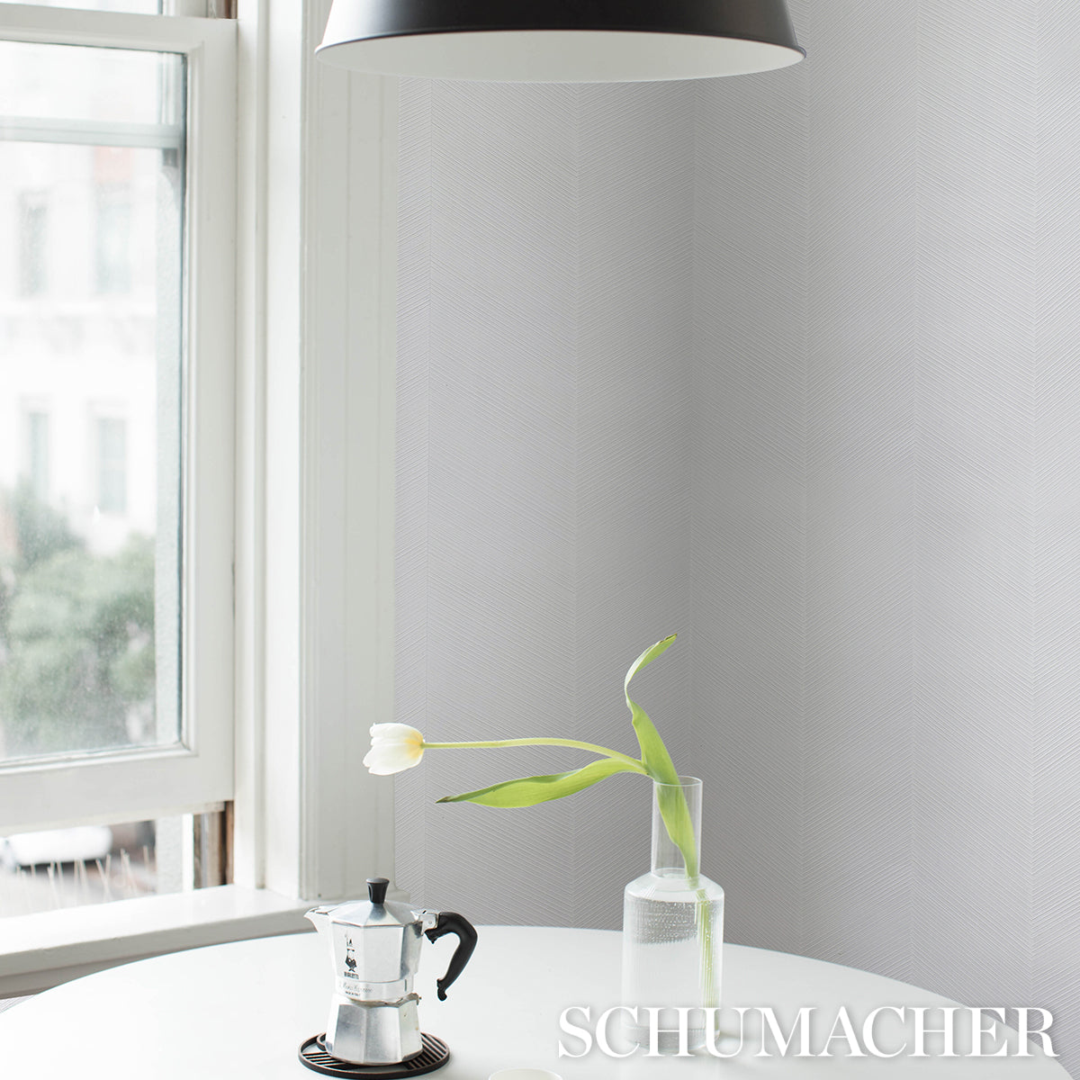 Purchase 5005656 | Chevron Texture, White - Schumacher Wallpaper