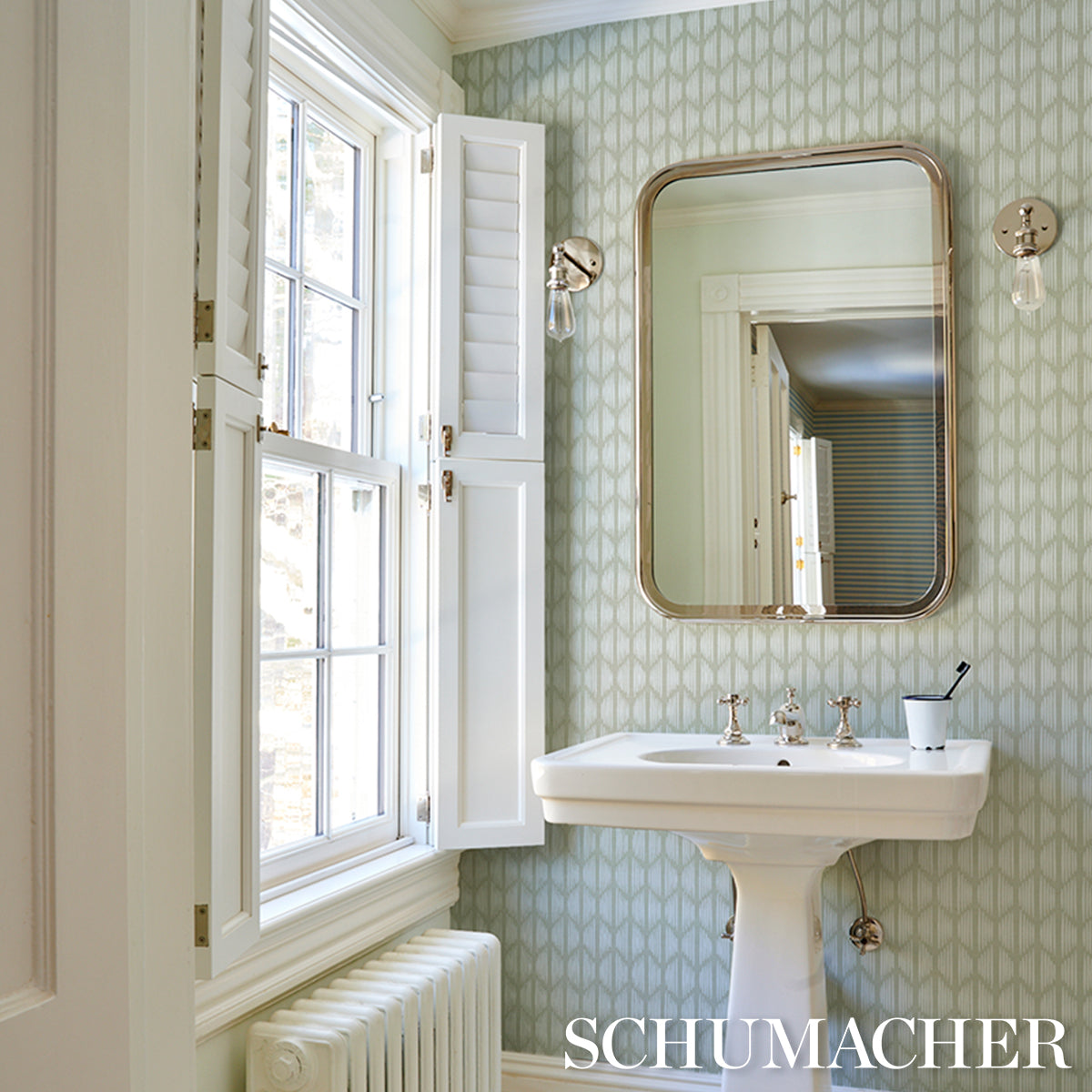 Purchase 5008275 | Ovington Sisal, Celadon - Schumacher Wallpaper