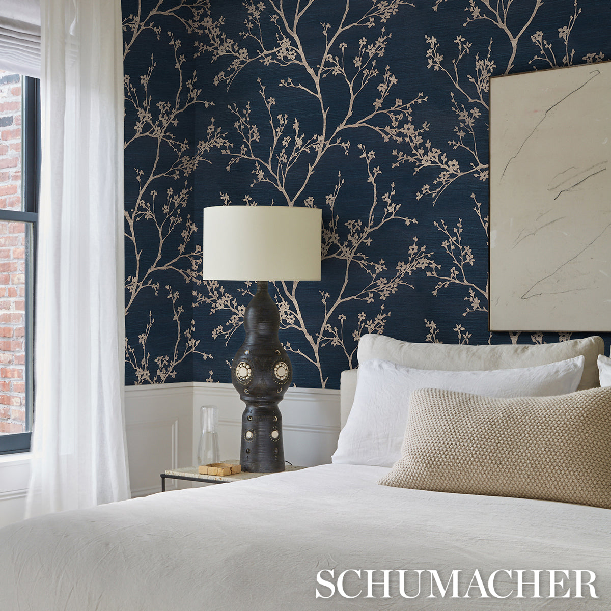 Purchase 5008293 | Twiggy Sisal, Indigo - Schumacher Wallpaper