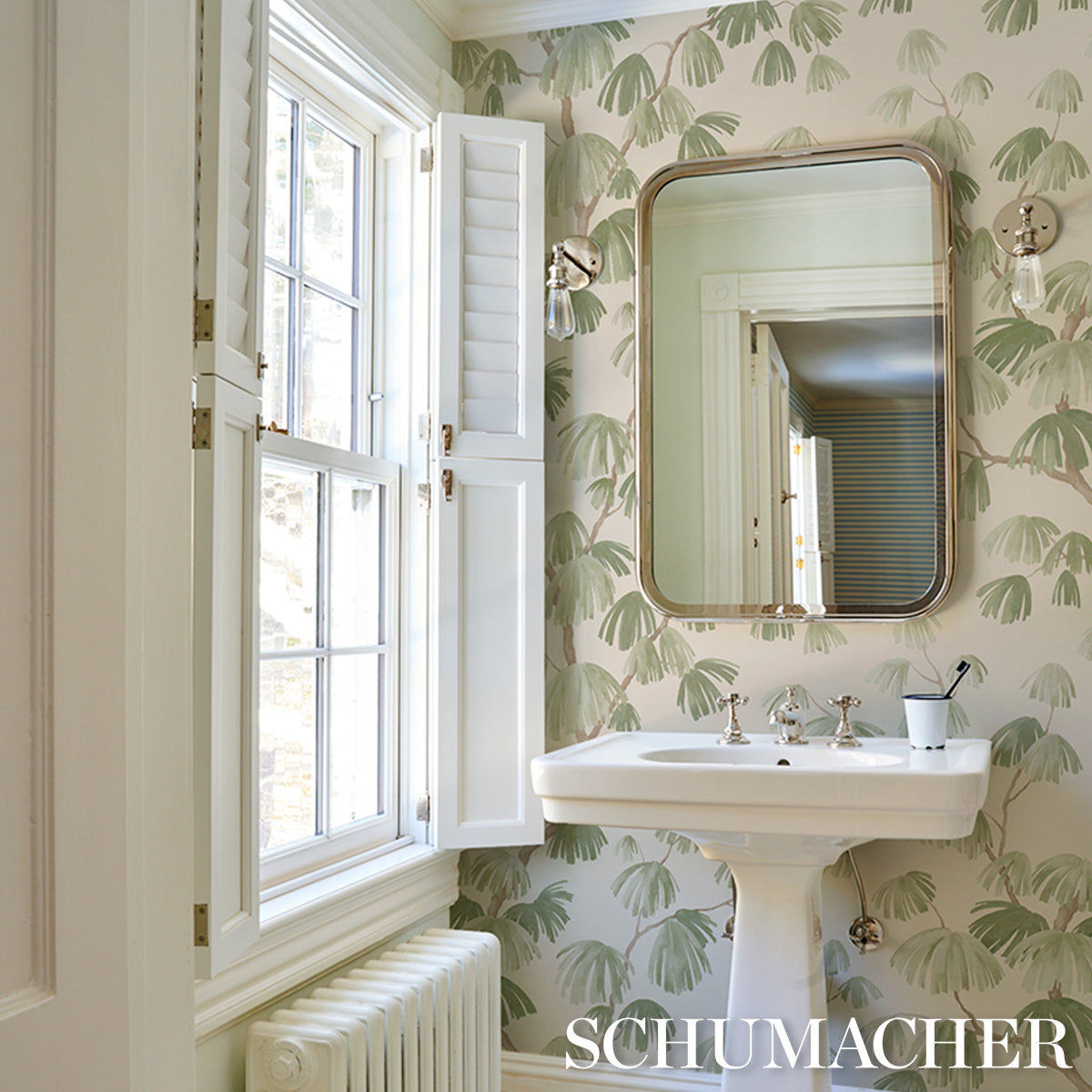 Purchase 5008335 | Weeping Pine, Green - Schumacher Wallpaper