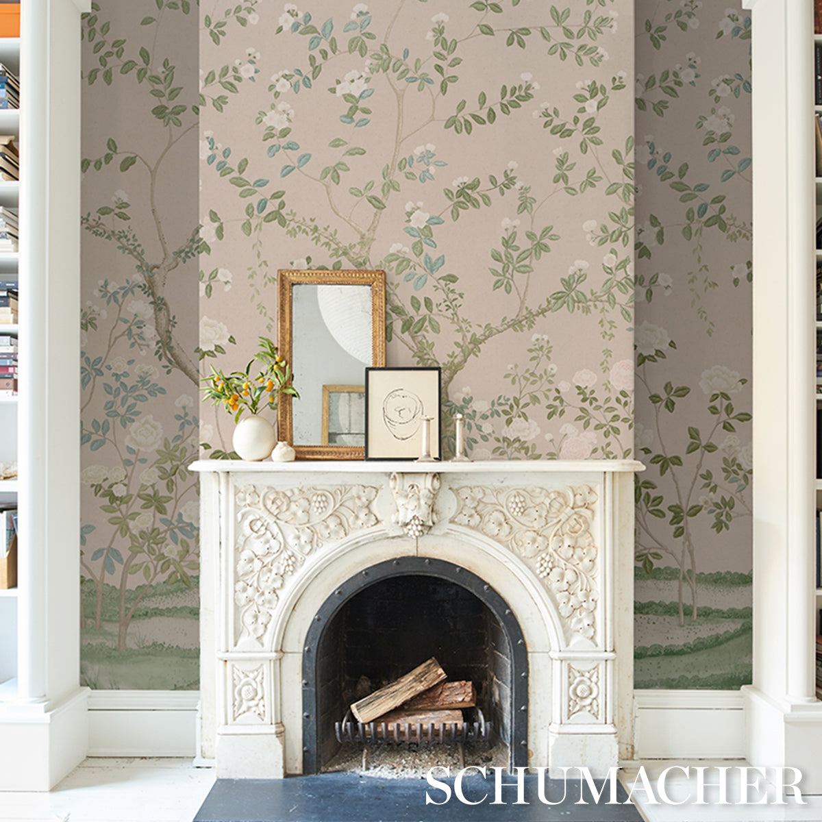 Purchase 5008546 | Madame De Pompadour Panel Set, Natural - Schumacher Wallpaper