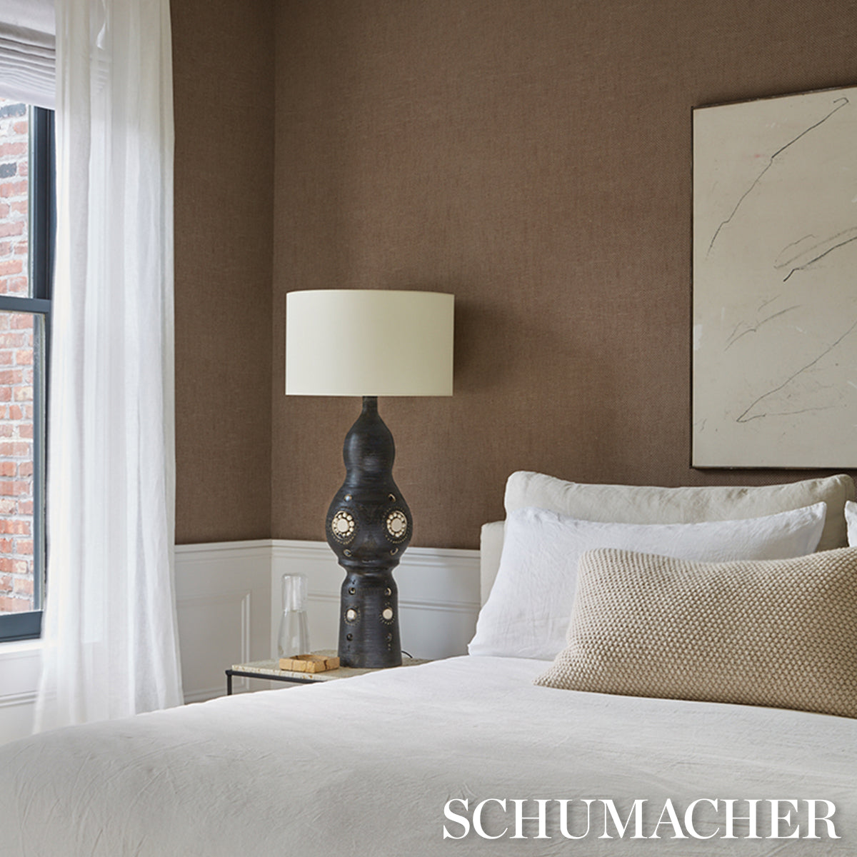 Purchase 5010298 | Tonal Paperweave, Bark - Schumacher Wallpaper
