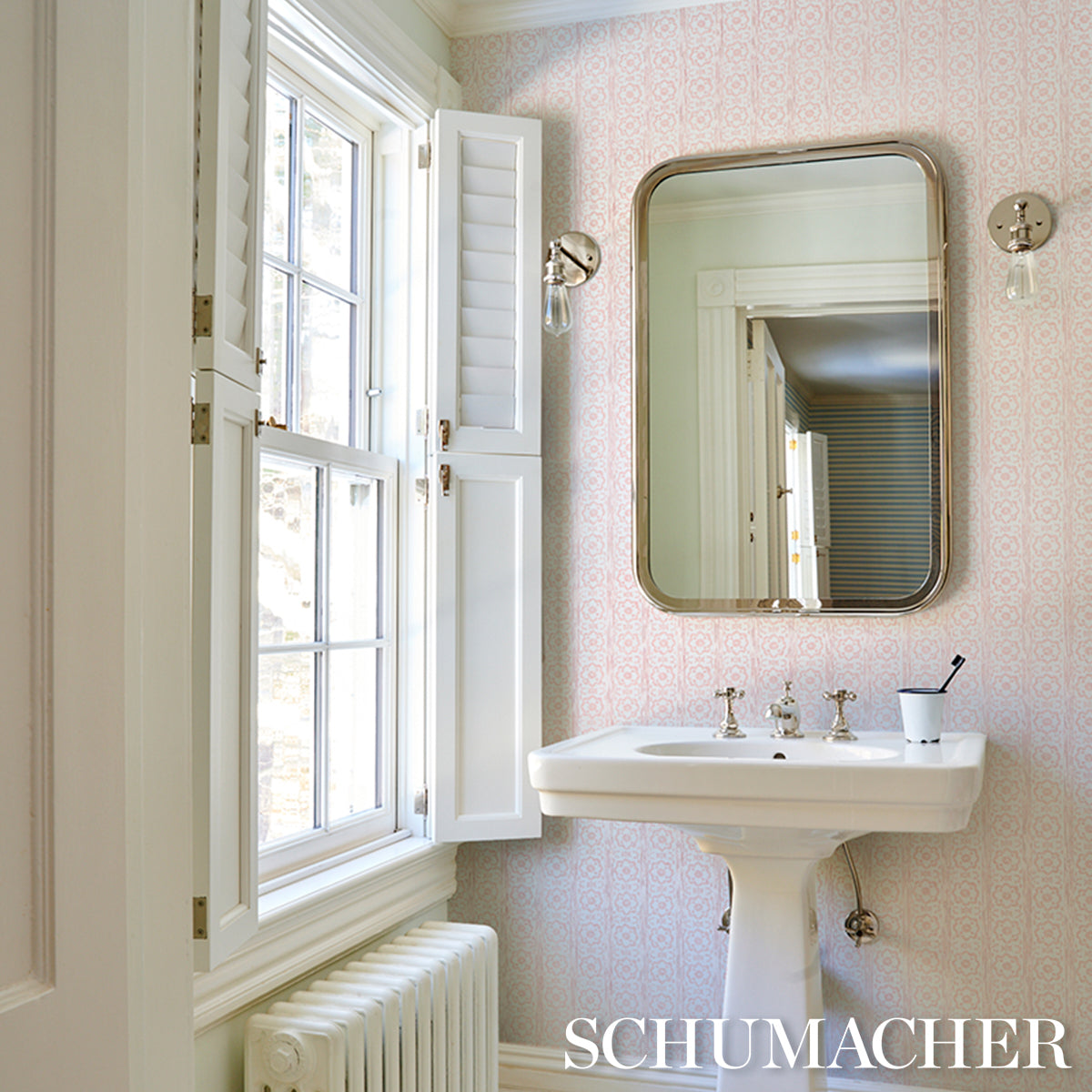 Purchase 5011224 | Sunda Hand Blocked Print, Blush - Schumacher Wallpaper