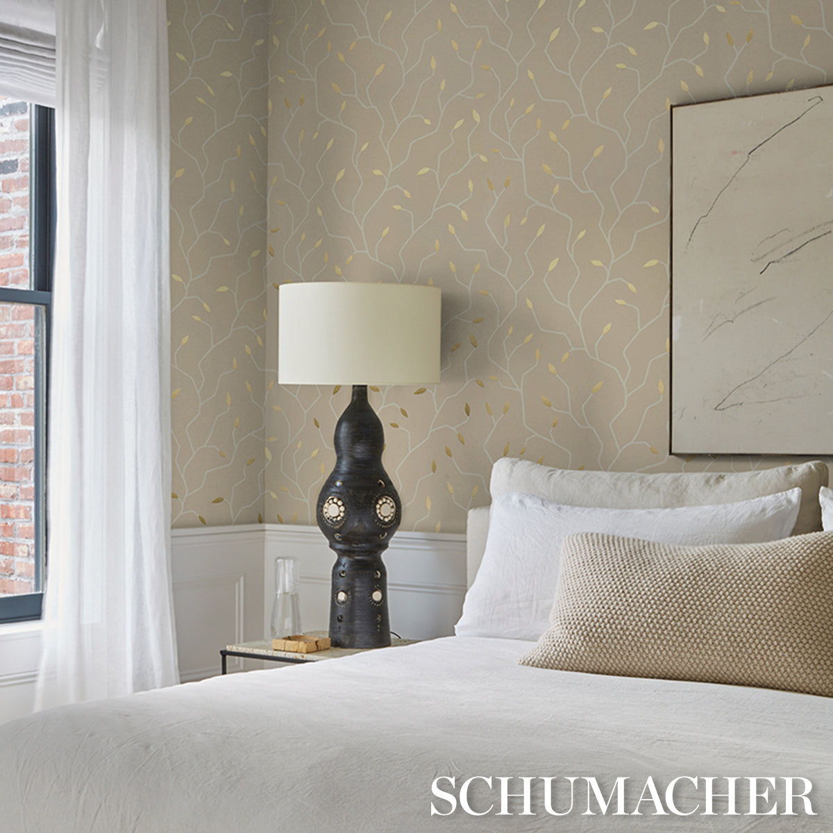 Purchase 5011384 | Cymbeline, Alabaster - Schumacher Wallpaper