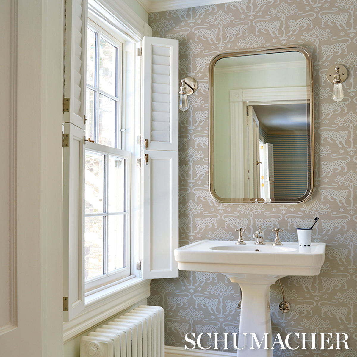 Purchase 5012304 | Woodland Leopard Sisal, Silver - Schumacher Wallpaper