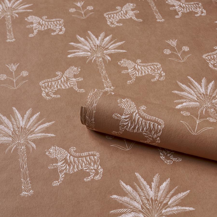 Purchase 5012924 | Tiger Palm Silhouette, Mediterrean Spice - Schumacher Wallpaper