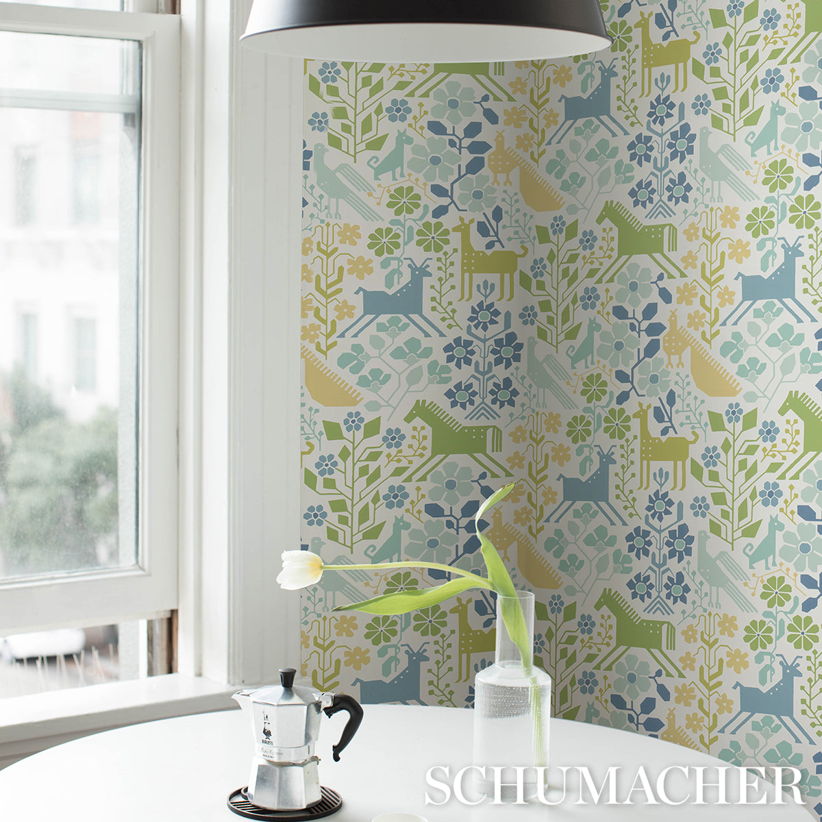 Purchase 5013761 | Lupita, Blues And Greens - Schumacher Wallpaper