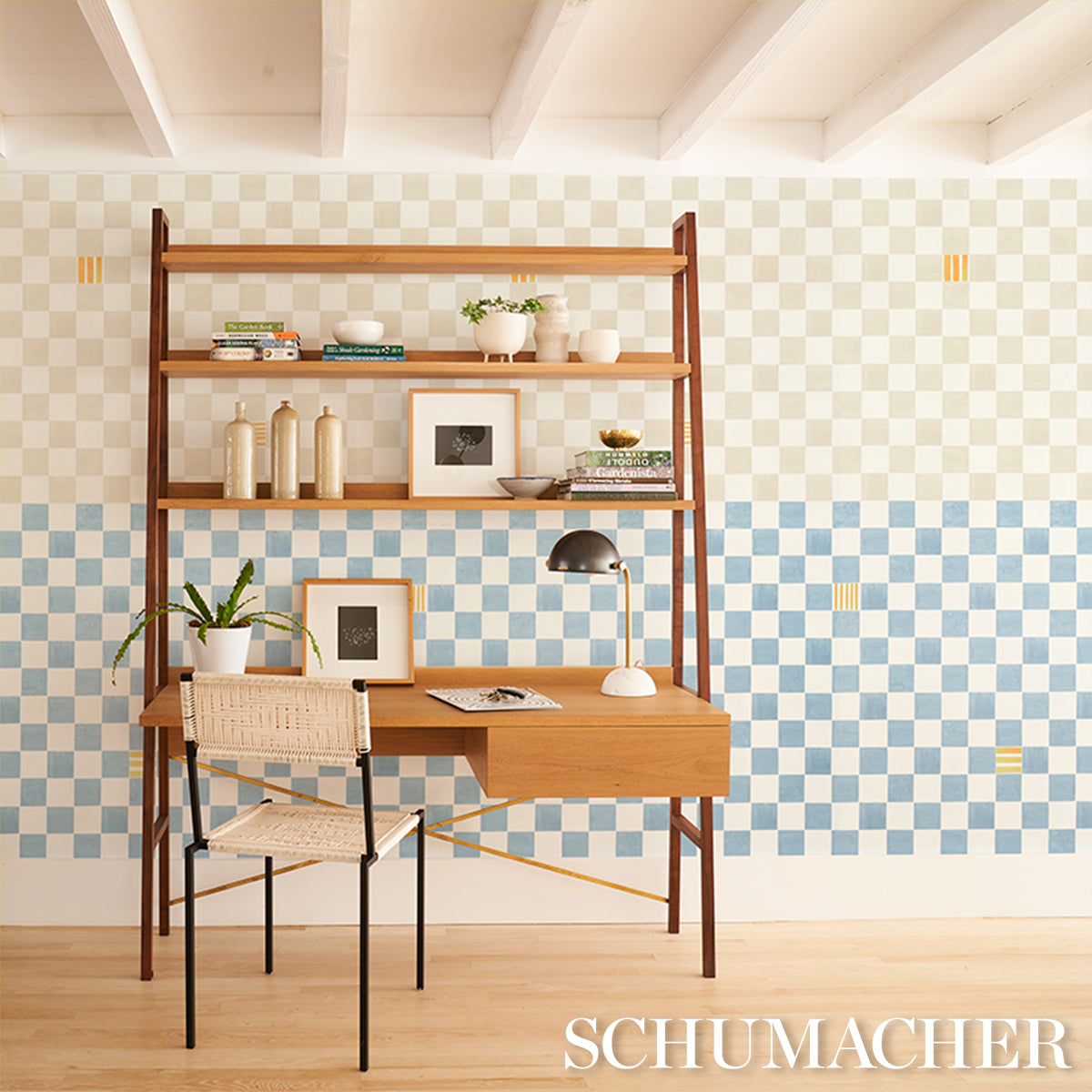 Purchase 5014264 | Gambit Panel, Sand & Soft Blue - Schumacher Wallpaper