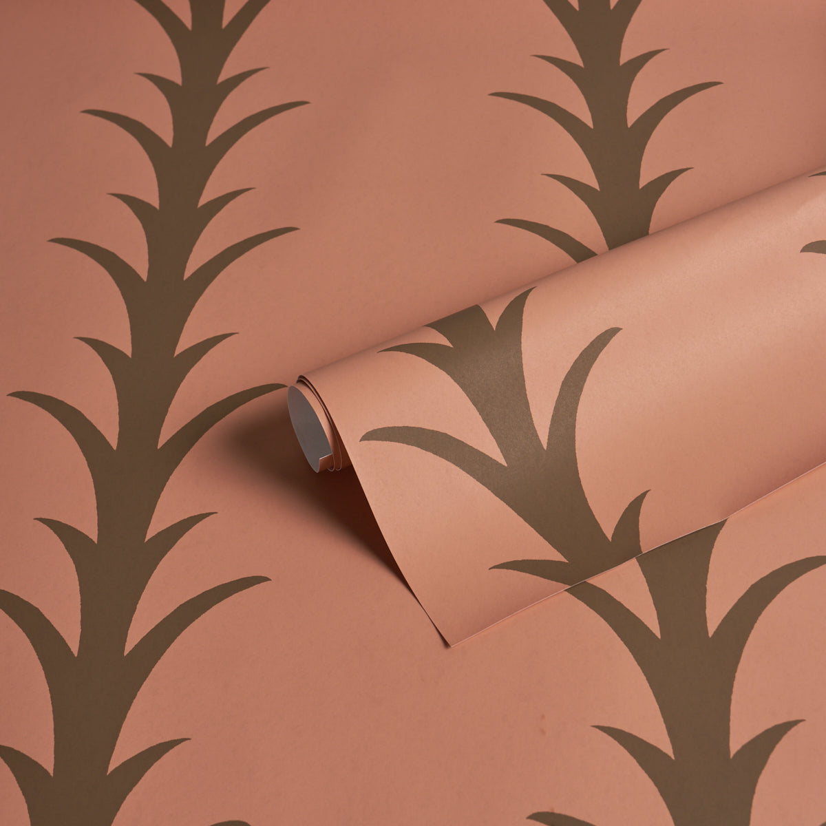 Purchase 5014778 | Acanthus Stripe, Brown On Rosewood - Schumacher Wallpaper