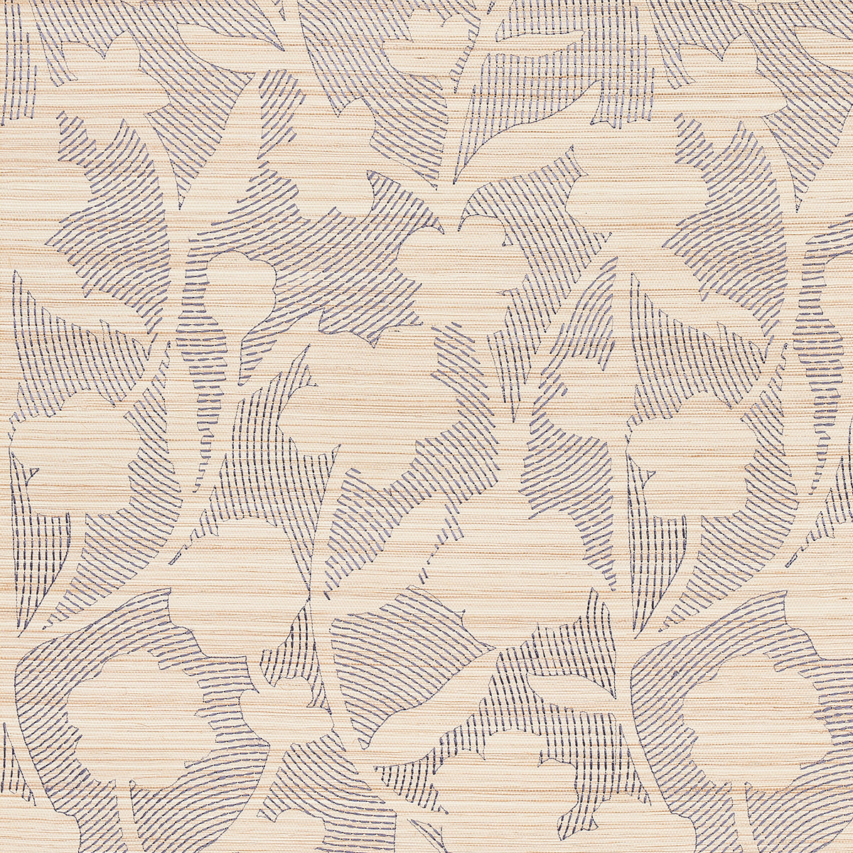 5015180 | Kantha Embroidered Flower Sisal, Carbon - Schumacher Wallpaper