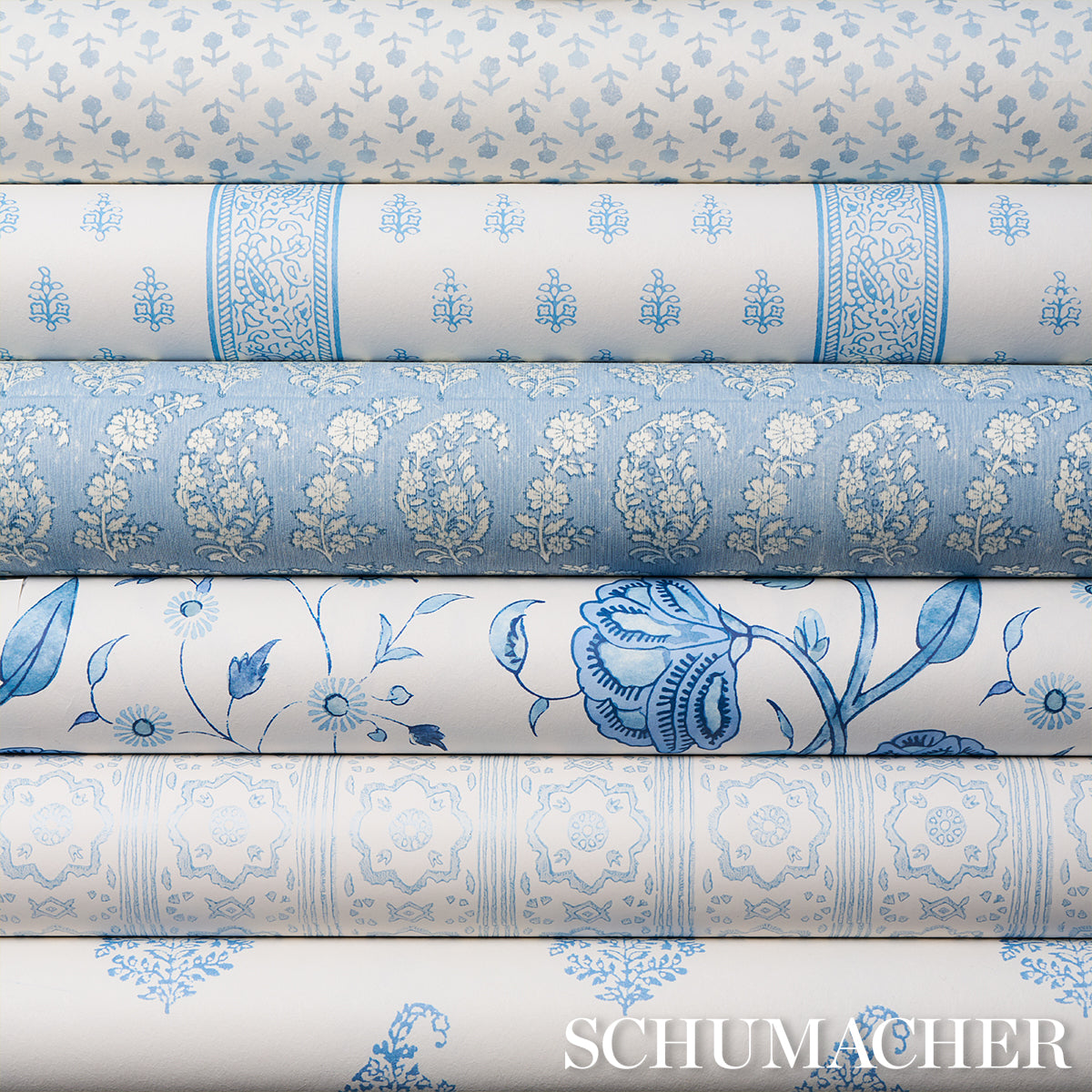 Purchase 5015240 | Arita Block Print, Cornflower - Schumacher Wallpaper