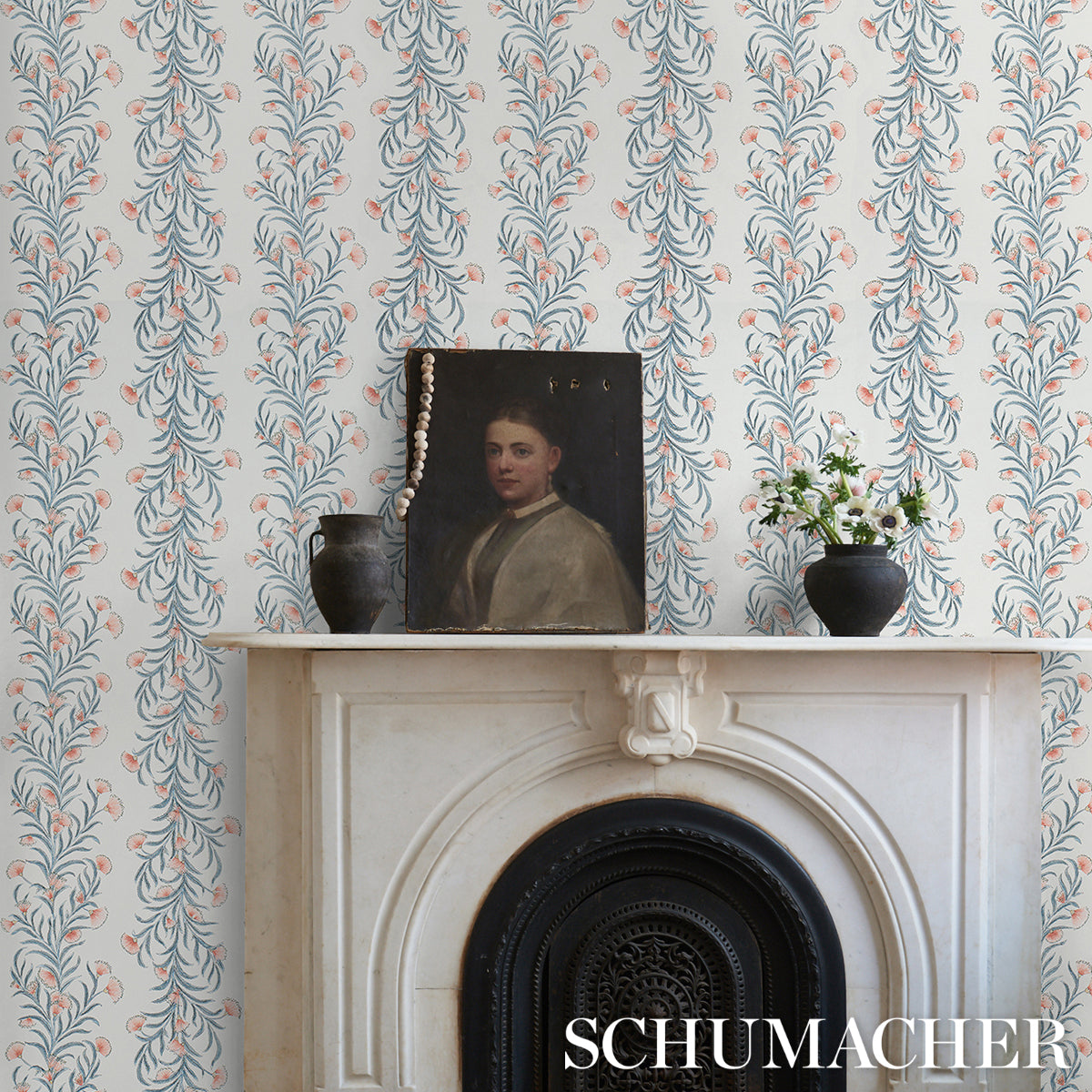 Purchase 5015360 | Tasmanian Mimosa, Pink & Grey - Schumacher Wallpaper