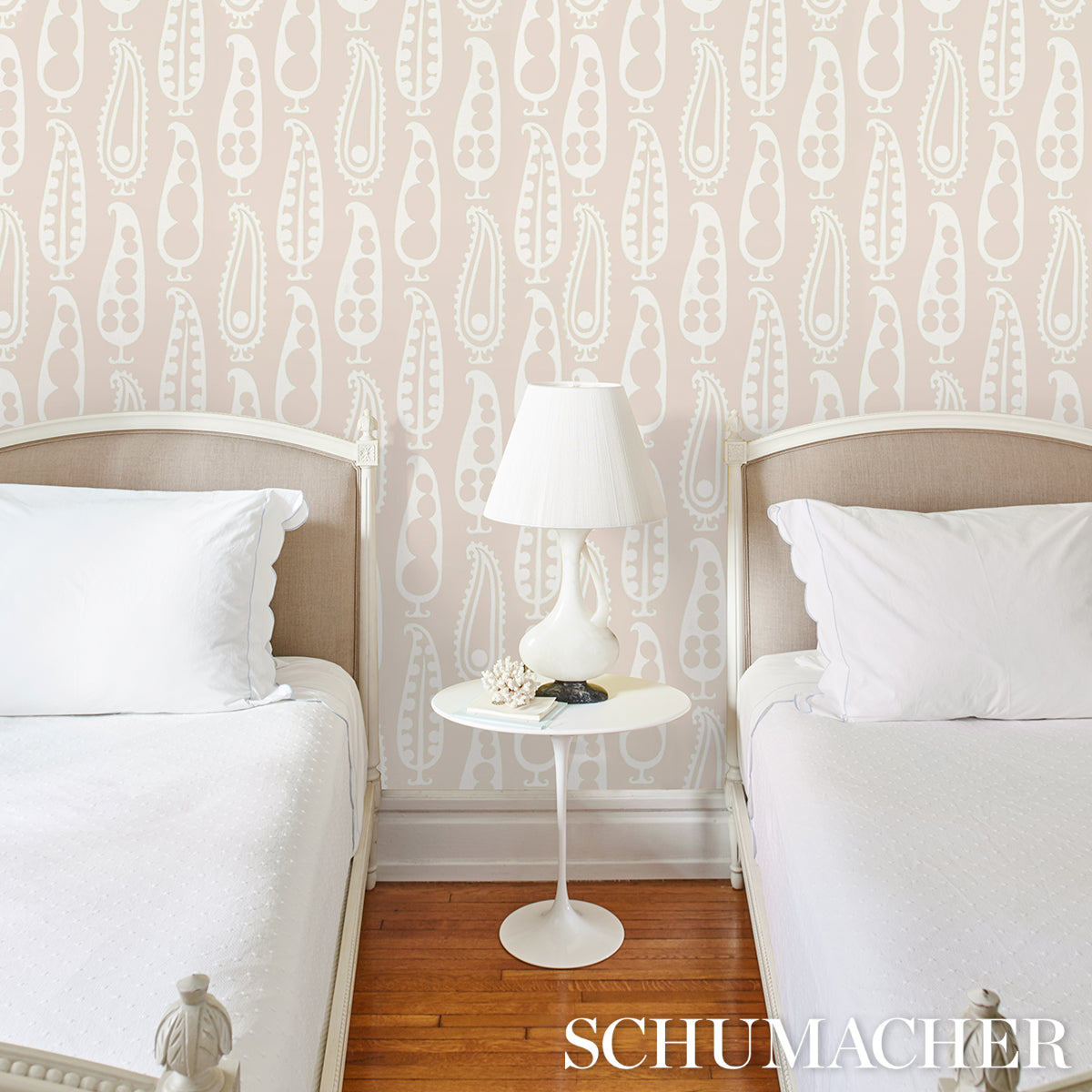 Purchase 5015382 | Paisley Peas, Natural - Schumacher Wallpaper