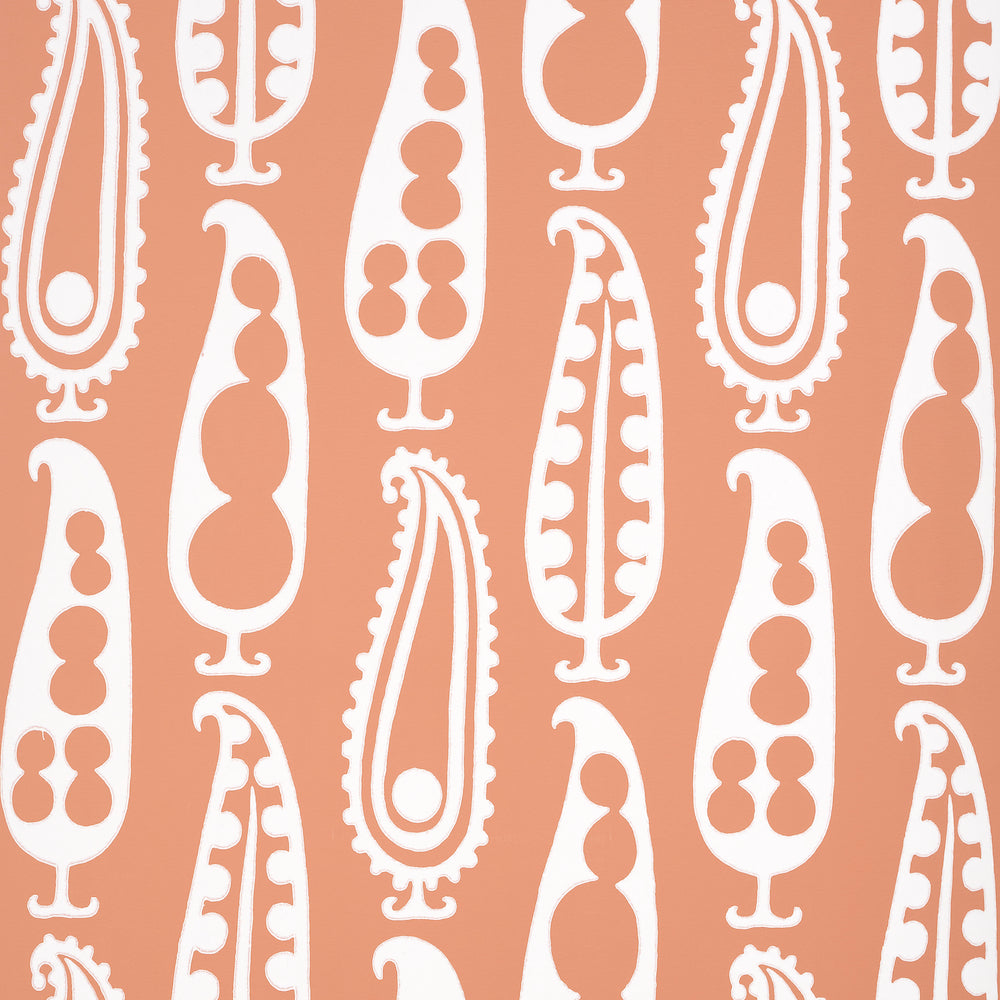 Sample - 5015383 | Paisley Peas, Terracotta - Schumacher Wallpaper