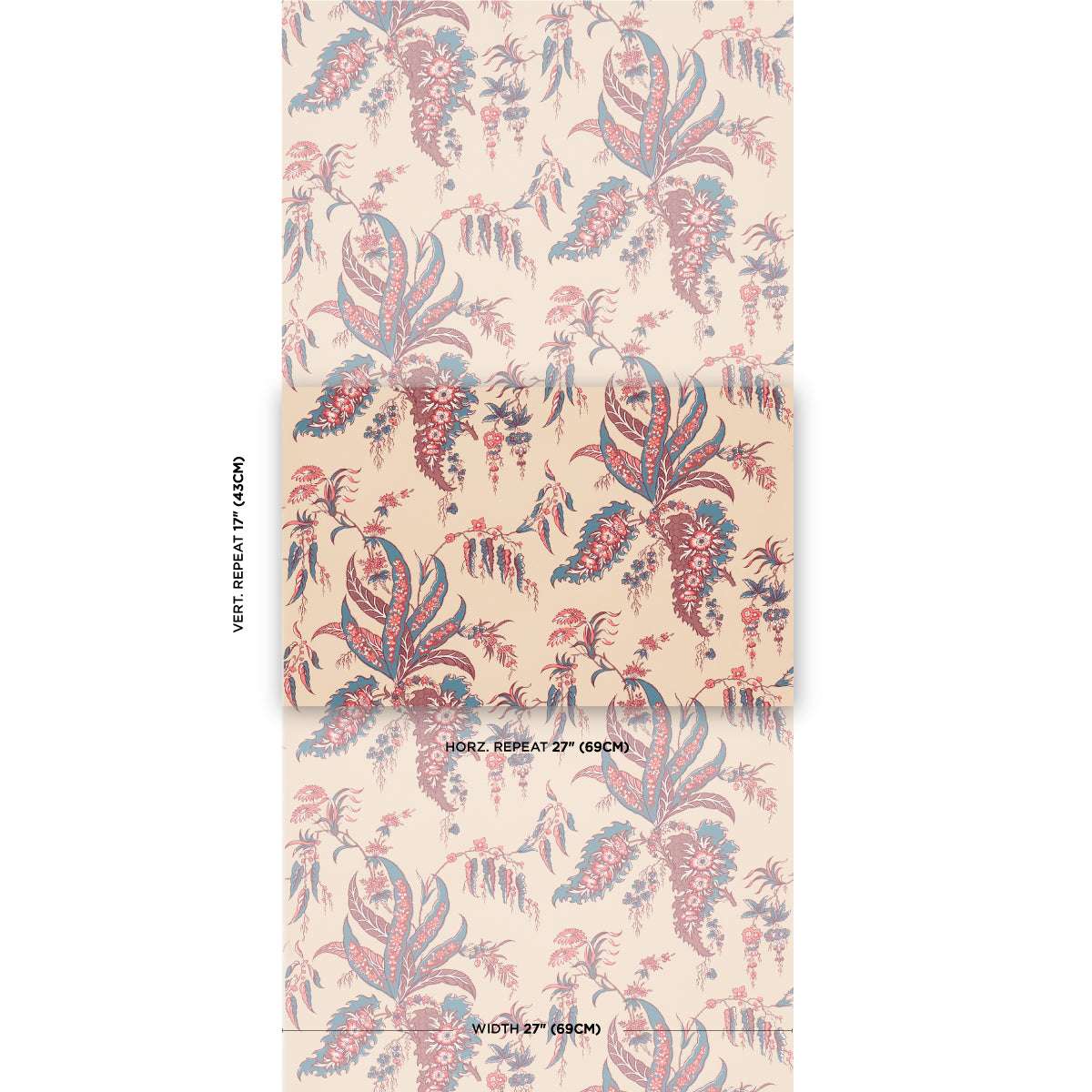 Purchase 5015500 | Apolline Botanical, Rouge & Bleu - Schumacher Wallpaper