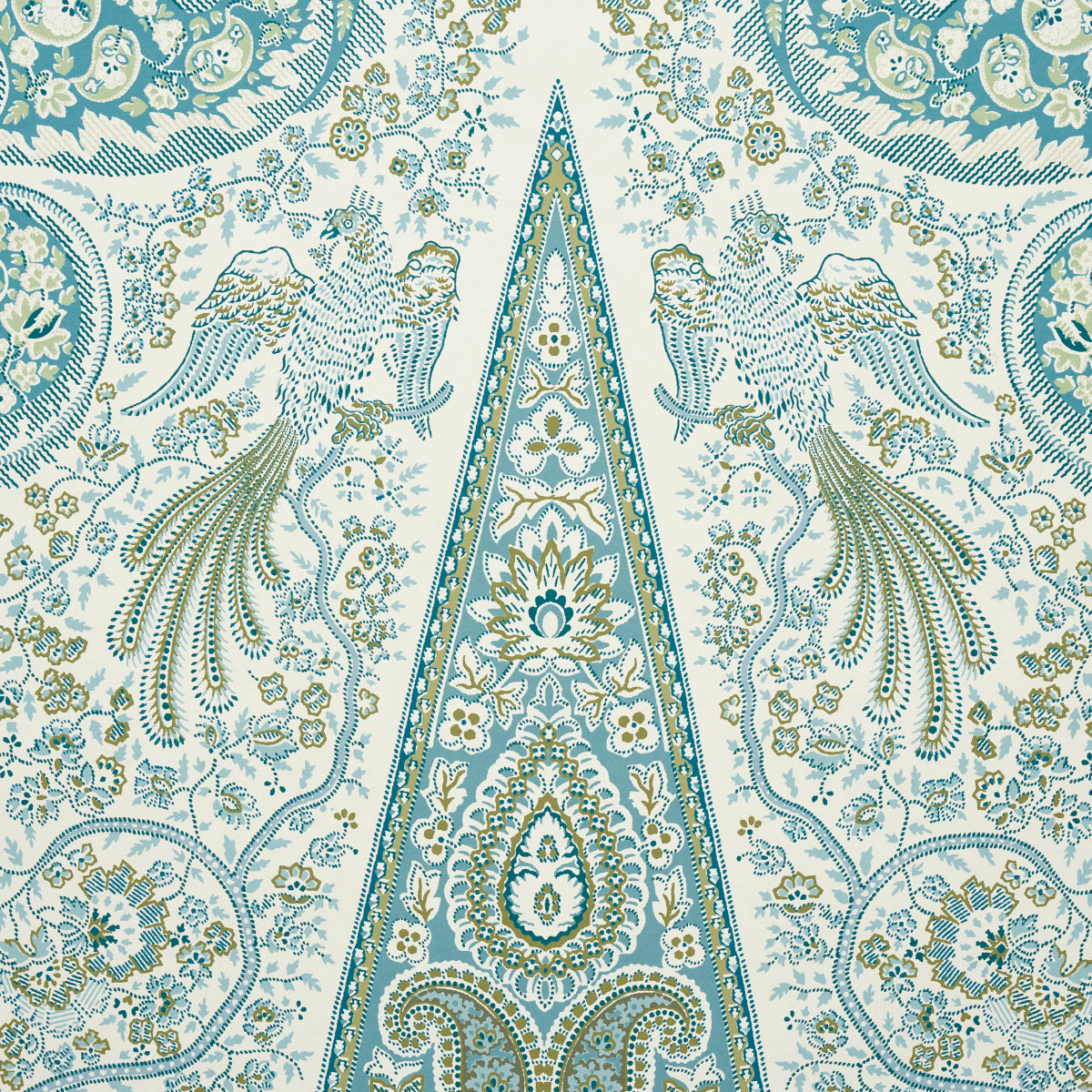 Purchase 5015510 | Colmery Paisley Panel Set, Peacock - Schumacher Wallpaper