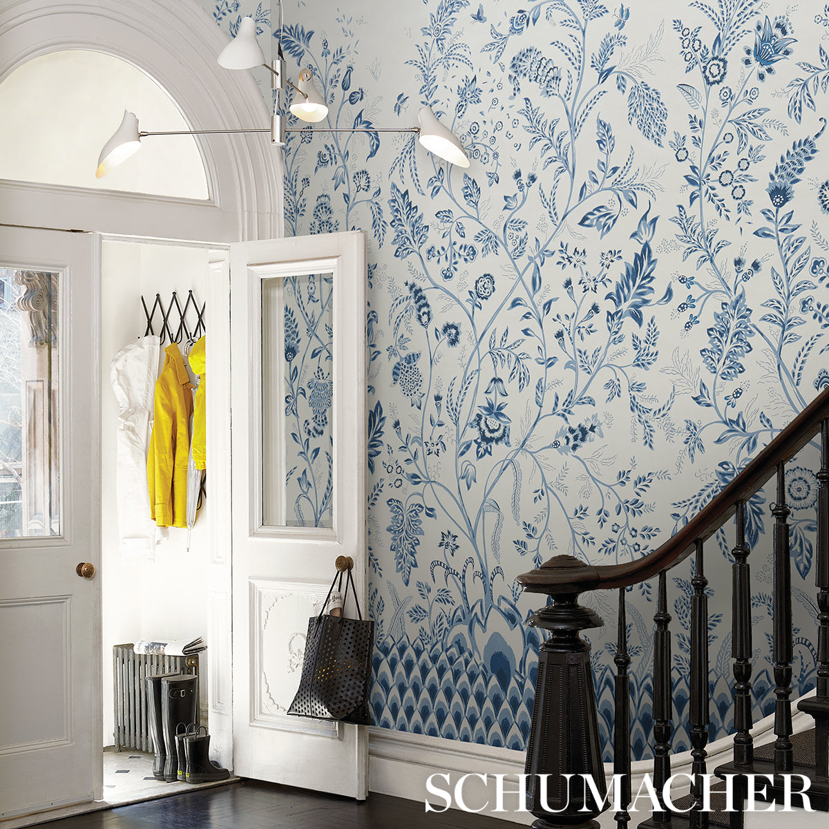 Purchase 5015820 | Chinoiserie Grande Panel Set, Indigo - Schumacher Wallpaper