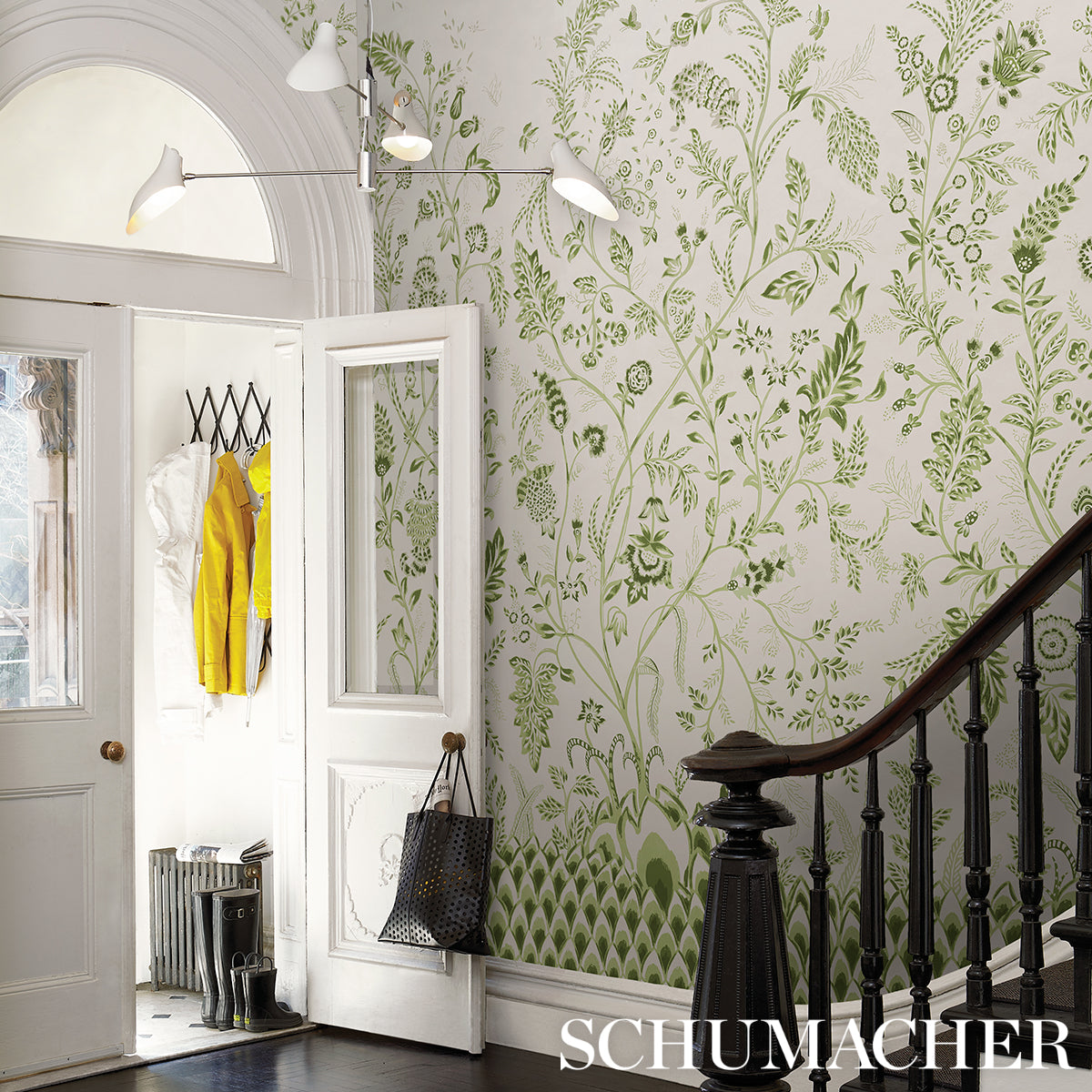 Purchase 5015821 | Chinoiserie Grande Panel Set, Leaf Green - Schumacher Wallpaper