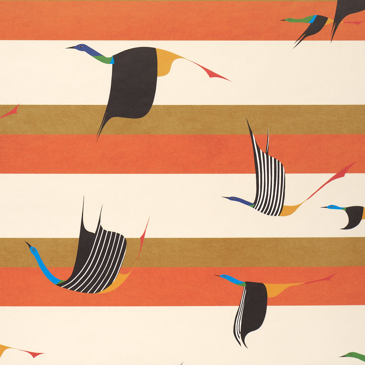 Purchase 5015852 | Flying West, Orange - Schumacher Wallpaper
