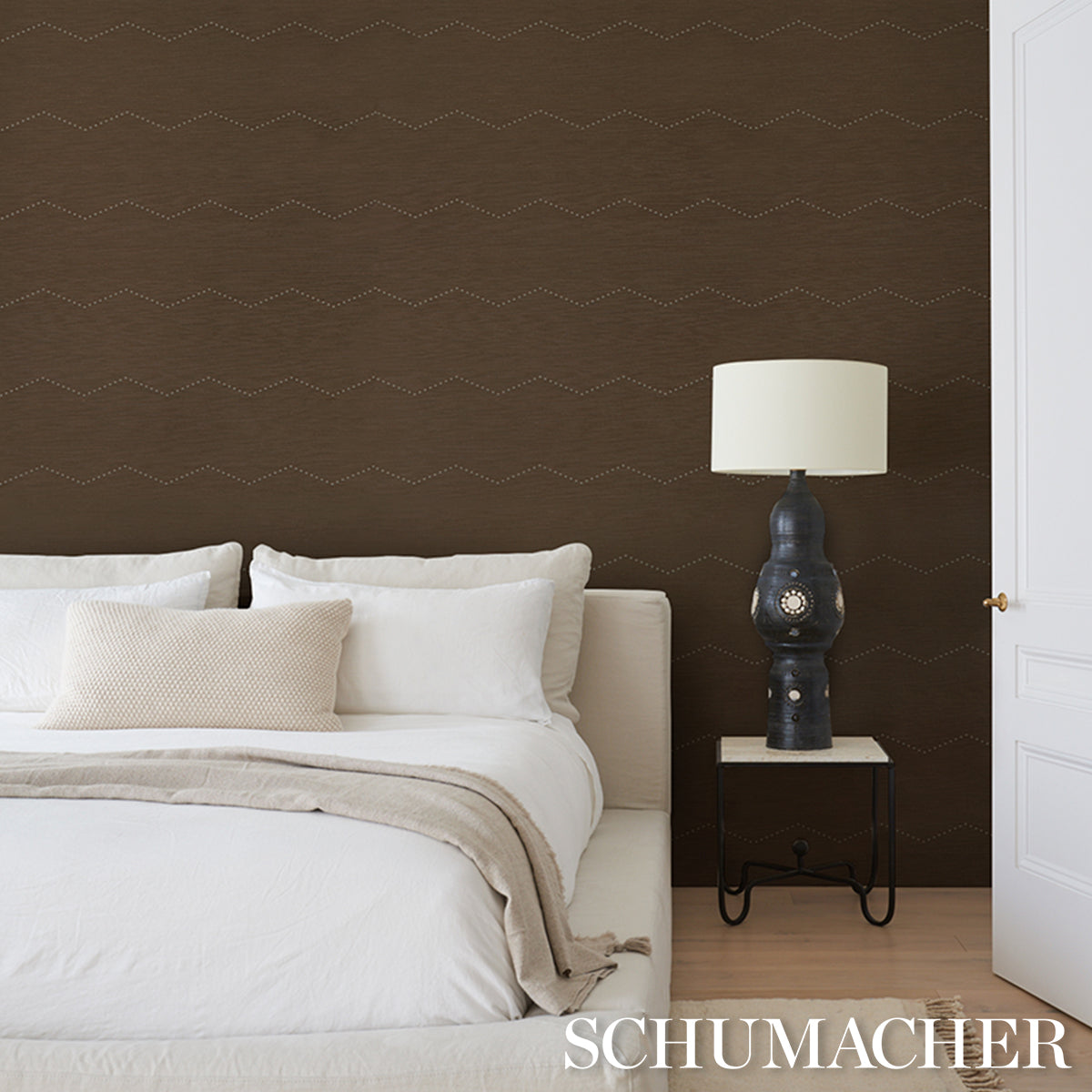 Purchase 5016712 | Rivet Stripe Sisal, Sepia - Schumacher Wallpaper
