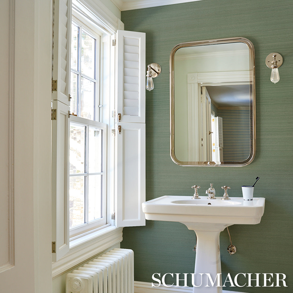 Purchase 5016874 | Musa Abaca Wallcovering, Seafoam - Schumacher Wallpaper