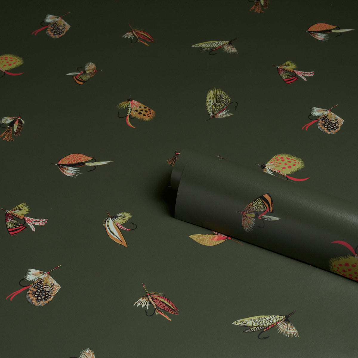 Purchase 5016991 | Fly Fishing, Forest Green - Schumacher Wallpaper