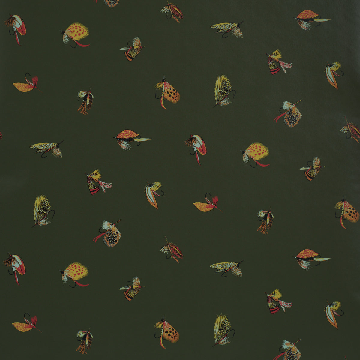 Purchase 5016991 | Fly Fishing, Forest Green - Schumacher Wallpaper