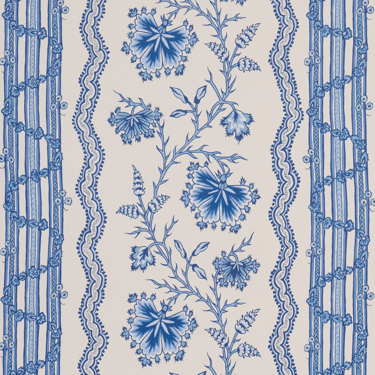 5017332 | Parvati Floral Stripe, Delft - Schumacher Wallpaper
