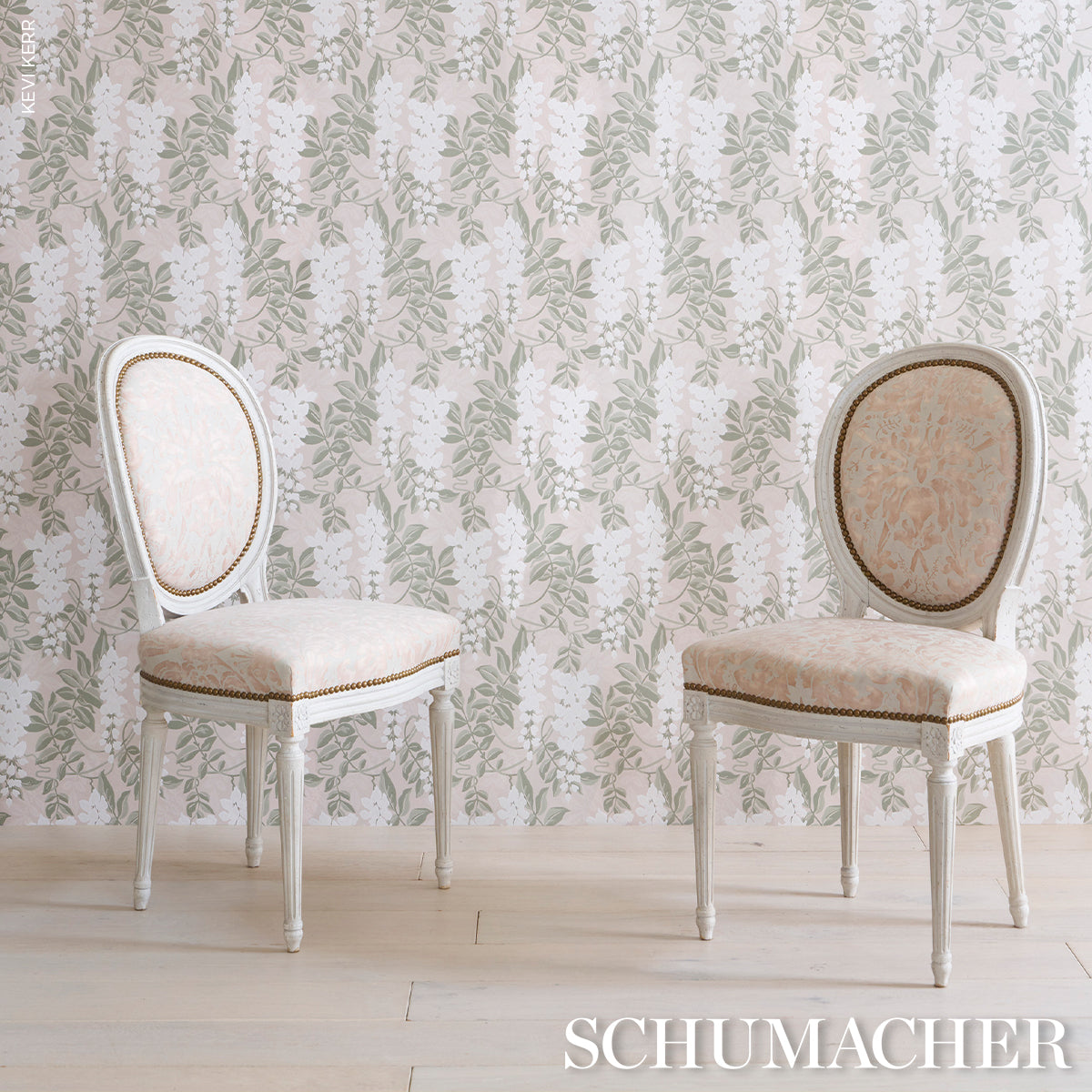 Purchase 5017530 | Lucia Wisteria, Sage - Schumacher Wallpaper
