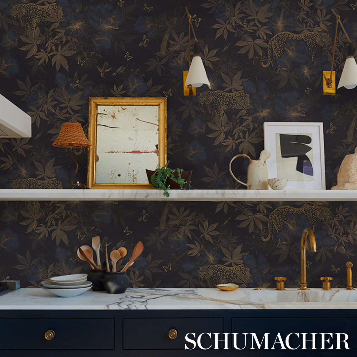 Purchase 5017571 | Nocturnum, Indigo & Ochre - Schumacher Wallpaper
